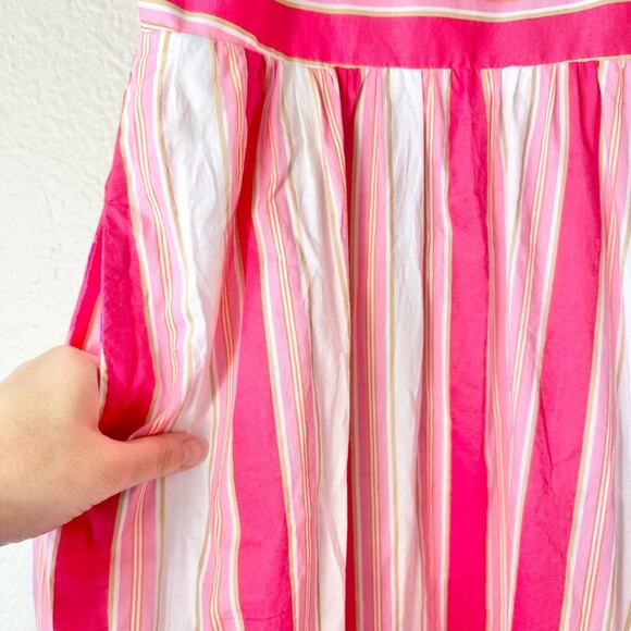 J. Crew Square Neck Pink Striped Midi Dress Size 2 - Picture 5 of 8